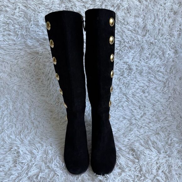 Chloe Orlando Black Suede Tall Button Boots Size 37.5 - Picture 4 of 12